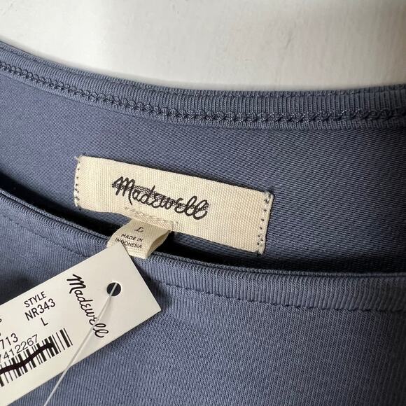 Madewell Black Scoopneck Cap-Sleeve Tee Size Large - Picture 3 of 6